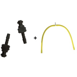 UNGER nLite® Schlauch/Bürste Anschluss + Sprühdüsen, Effektivere Reinigung durch Verbindung von Wasserschlauch und Düsen mit Bürste, 2 Schlauchstücke (Ø 5 mm) mit 1 T-Stück und 1 Set Sprühdüsen