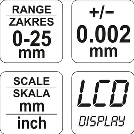 Yato Mikrometer YT-72305 Grau 0-25 mm