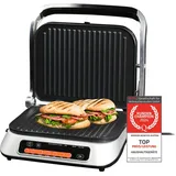 First Austria TZS First Austria Kontaktgrill digital, Tischgrill, 2100W, abnehmbare, antihaftbeschichtete Platten, gesundes fettarmes Grillen mit idealen Griller...