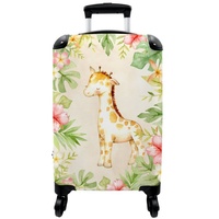 NoBoringSuitcases.com© Kinderkoffer Aquarellieren - Dschungel - Giraffe - Mädchen - Kinder 55x35x20cm, 4 Rollen, Koffer mit 4 rollen, Kindertrolley, Reisekoffer für Mädchen bunt