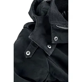 Black Premium by EMP Damen gefütterte schwarze Winterjacke mit abnehmbarer Kapuze und modischen Schulterklappen L - schwarz - L