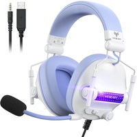 WESEARY Gaming Headset, PS5 Headset Stereo Gaming Headphones mit Mikrofon für PS4/PS5/PC/Xbox One/Switch, Headset mit weichen Memory Ohrpolstern, 3,5mm Jack, RGB Licht