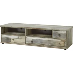 Lowboard INNOSTYLE "BONANZA", braun, B:162cm H:43cm T:52cm, Holzwerkstoff, Sideboards, 3 Schubladen, 2 Fächer, 2 Kabeldurchlässe, ABS Kantenschutz