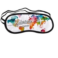 Herz & Heim® Schlafmaske mit personalisiertem Aufdruck Geschenkidee Frauen Weltkarte