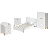 HAUSS SPLOE Schlafzimmer-Set 4er Set Einzelbett 90x200cm, Nachttisch, Kommode, Kleiderschrank Weiß, (4-tlg) weiß