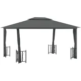 vidaXL Pavillon 4 x 3 x 2,65 m anthrazit inkl. Seitenwänden/Doppeldach