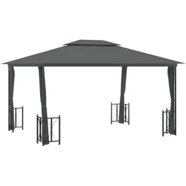 vidaXL Pavillon 4 x 3 x 2,65 m anthrazit inkl. Seitenwänden/Doppeldach