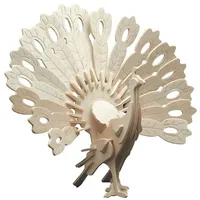 Peter Bausch GmbH & Co. KG PEBARO 852/1 - Holzbausatz Pfau, 59 Teile, Holzkonstruktion zum Zusammenstecken