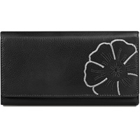 Branco Sehr großes Damen Portemonnaie, Elegante Kellnerbörse Größe XL, Nappa-Leder, Schwarz, 29918