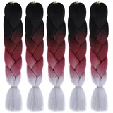 BYNYXI 5 Stück Ombre Braiding Hair Extensions, 120cm Kanekalon Jumbo Braids Haar Synthetische Faser Kunsthaar Haar Braids Haarverlängerung Crochet Twist Jumbo Braid Hair Extensions 100g/bundle