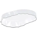 ANRO Tischdecke PVC-Folie KLARA Gartentischdecke Tischschutzfolie 0,3mm, Glatt 140x280cm Oval wasserabweisend mit Saum weiß Oval | 140 cm x 280 cm x 0.3 mm