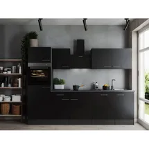 Respekta Küchenzeile Oliver 280 cm Grau Schwarz