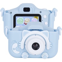 Plyisty Digitalkamera für Kinder, Niedliche Katze Kinderkamera, mit Puzzlespielen, 2.0in IPS 40MP Kinder Camcorder Kleinkindkameras, Jungen Mädchen(Blau)