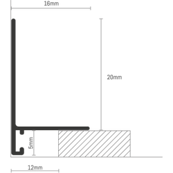 Design Minileiste Alu SL16x5 mit Wandabschluss