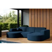 Fun Möbel Garten Ecksofa U-Form SUNDAY in wetterfester Stoff ART-N Dunkelblau - Blau