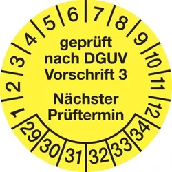 König Werbeanlagen Dreifke® Prüfplakette nach DGUV Vorschrift 3 Nächster Prüftermin - 20 mm Folie selbstklebend