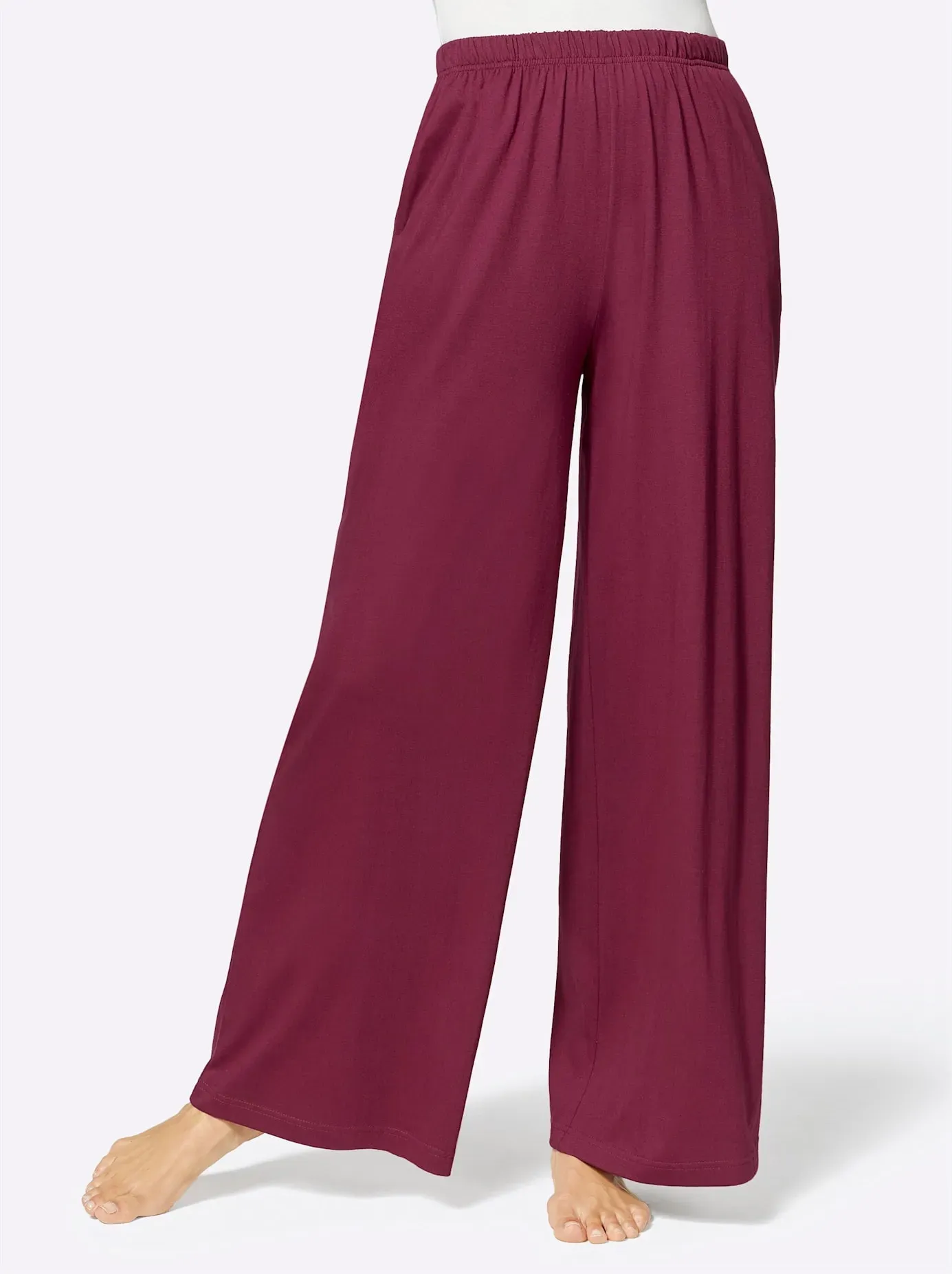 Jogginghose FEEL GOOD, Damen, Gr. 24/25, Kurzgrößen, bunt (marine, bordeaux), 50% Baumwolle, 50% Viskose, unifarben, Hosen Jogginghose