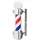 Barberpub Barber-Pole Barbierstab Edelstahl, Kunststoff L018B drehbar 1x LED-Kugelleuchte weiß