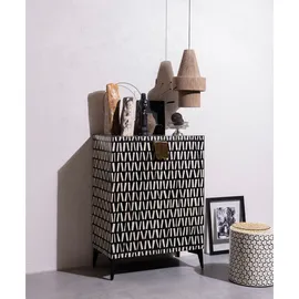 Woood Highboard 81 x 108 x 43 cm Schwarz / Weiß