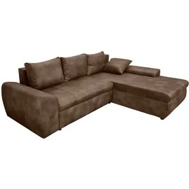 luma-home Vintage Ecksofa Schlafsofa Eckcouch L-Sofa mit Ottomane und Bettkasten in Braun / 18011 - 2 Jahre Gewährleistung - mind. 14 Tage Rückgaberecht - Braun
