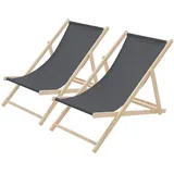 ECD Germany 2er Set Liegestuhl 117 x 52 x 83 cm Anthrazit