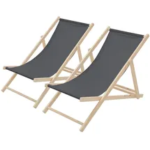 ECD Germany 2er Set Liegestuhl 117 x 52 x 83 cm Anthrazit