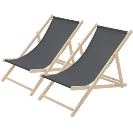 ECD Germany 2er Set Liegestuhl 117 x 52 x 83 cm Anthrazit