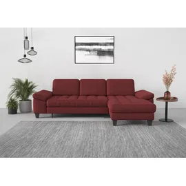 sit&more Ecksofa SIT & MORE "Westham L-Form", rot (bordeaux), B:275cm H:88cm T:172cm, 100% Polyester, Sofas, Ecksofa, Recamiere, mit oder ohne Bettfunktion, Bettkasten, Füße wengefarben
