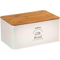Kesper Brotbox aus Weißblech und Bambus im Landhaus-Stil/Brotaufbewahrung/Country Collection,