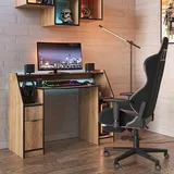 Vicco Joel Eiche Schwarz 123 x 45 cm Gamingtisch PC-Tisch Schublade Tür