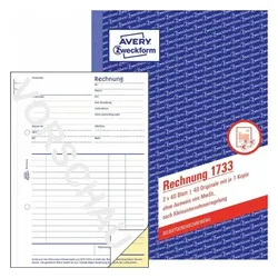 Avery Zweckform Avery Rechnung 1733 A5 2x40 Blatt, 40 Blätter, A5, Weiß, Gelb, 1