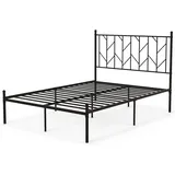 Bettrahmen Für 190 X 140 Cm Matratze, Metallbett Mit Lattenrost & Stauraum, Doppelbettgestell, Gästebett Schwarz - Costway