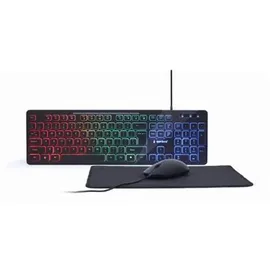 Gembird KBS-UML-01, Kabelgebunden, USB, QWERTY, LED, Schwarz, Maus enthalten - Schwarz
