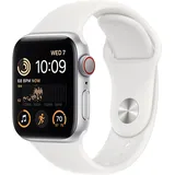Apple Watch SE 2022 GPS + Cellular 40 mm Aluminiumgehäuse silber, Sportarmband weiß