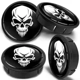 SkinoEu 4 Stück Nabendeckel Nabenkappen Felgendeckel Radkappen Radnabendeckel Felgenkappen Radnabenabdeckung mit Silikon Aufkleber 60 mm, Totenkopf, CX 52