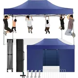 COBIZI Faltpavillon 3x3 Wasserdicht Stabil Winterfest ohne Seitenwand,Pop Up Pavillon Partyzelt,Sonnenschutz Gartenpavillon,Pavillon Faltbar mit Handtasche(3 mal 3m Schwarz)