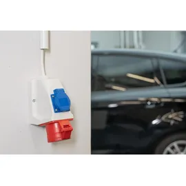 Unitec PCE CEE-Kombi-Wandsteckdose 1x Schutzkontakt 1x CEE 16A blau