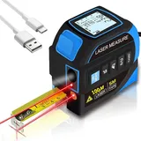 4-in-1-digitallaser-entfernungsmesser: 100-m-laser-entfernungsmesser, 5-m-maßband, Elektronische Zweiachsen-wasserwaage, Fadenkreuz, Wiederaufladbar, Hintergrundbeleuchtetes Lcd-display