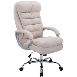DELUKE® Bürostuhl SOUK Stoff - 116x68x77, Creme | Stoff | Metall in Chromoptik Gestell | ergonomische Bürostühle Homeoffice Stuhl mit Rollen