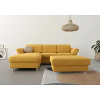 sit&more Ecksofa Apulia L-Form, wahlweise Bettfunktion, Bettkasten und Kopf- und Armteilverstellung gelb 250 cm x 78 cm - 96 cm x 185 cm