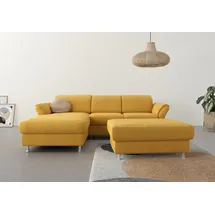 sit&more Ecksofa Apulia L-Form, wahlweise Bettfunktion, Bettkasten und Kopf- und Armteilverstellung gelb 250 cm x 78 cm - 96 cm x 185 cm