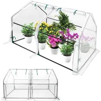 Froadp Gewächshaus Klein Tomatenhaus aus Glasfaser and Eisengerüst Mini Gewächshaus 180x90x90cm Tomatenhaus Gewaechshaus mit 2 Rolltor für Gärten Balkone Terrassen Hinterhöfe (Weißer Mesh Bezug)