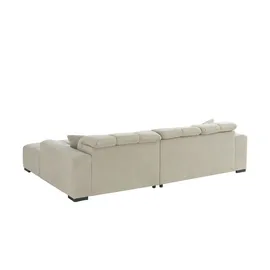 Möbel Kraft Eckcouch Flachgewebe 3-Sitzer Beige