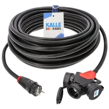 KALLE DAS KABEL Gummi Verlängerungskabel SCHUKO mit 3-Fach Kupplung H07RN-F 3G 2,5mm2 von KALLE DAS KABEL 15 Meter