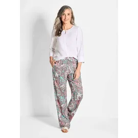 GOLDNER Stoffhose "Kurzgröße Lange Viskose Schlupfhose mit Paisley-Print und weitem Bein", Damen, Gr. 25, K-Gr, rosa (rosé, gemustert), Obermaterial: 100% Viskose CV., weit, Hosen Stoffhose, Stecktaschen