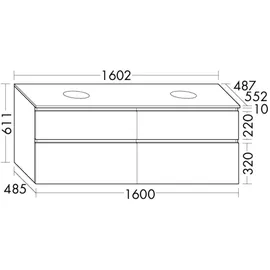 Burgbad Lin20 Waschtischunterschrank 160 x 61 x 49 cm Weiß