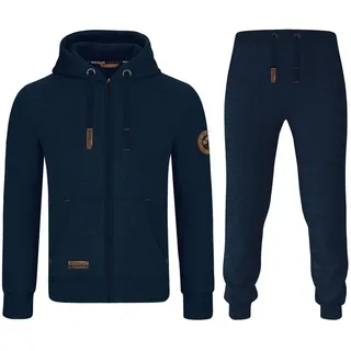 MOOSELINE Jogginganzug Herren Navy - Lederpatch (2-tlg), edle Leder-Patches, mit Kapuze blau XXL