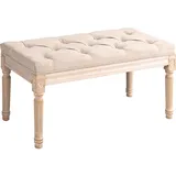Homcom Vintage Bettbank, Flurbank mit Knöpfen, Leinenoptik, bis 120 kg Belastbar, 80x40x43cm, Beige