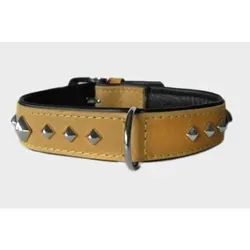 Das Lederband Hundehalsband Roma sand/schwarz, Länge: 55 cm / Breite: 35 mm