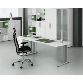 Hammerbacher NS12 Schreibtisch lichtgrau rechteckig, C-Fuß-Gestell silber 120,0 x 80,0 cm